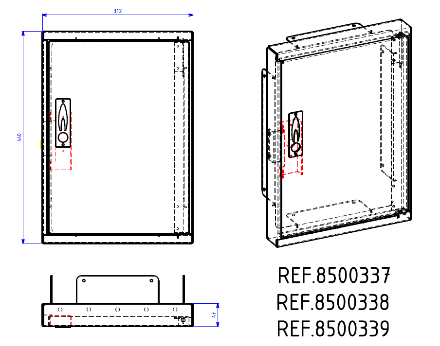 PORTE ALUMINIUM DE REPARATION DE COFFRET S200 STRATINOR / CAHORS /MECELEC 8500339 8500337 8500338 §