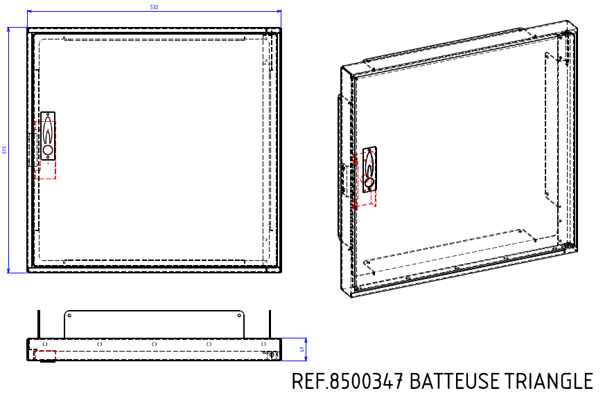 PORTE ALUMINIUM DE REPARATION DE COFFRET S300 TRIANGLE 8500347